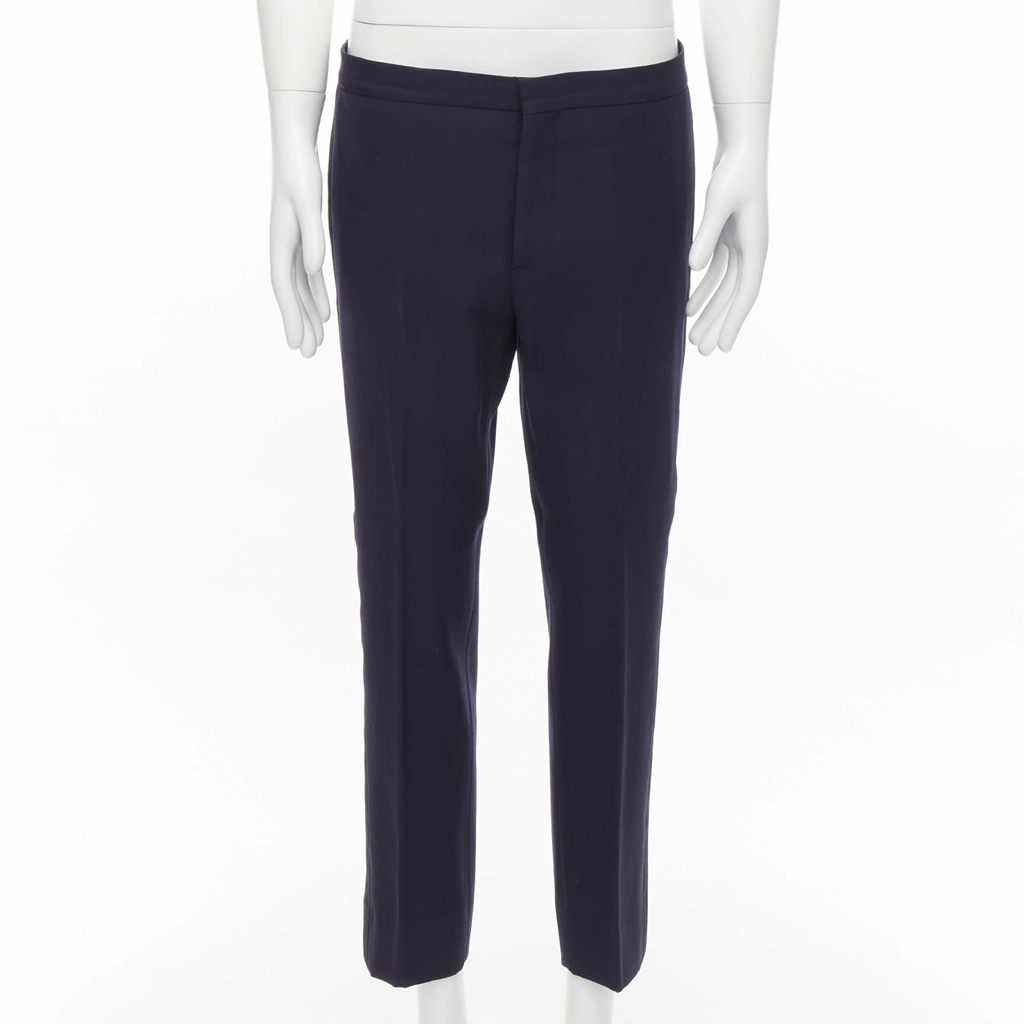 Saint Laurent Navy Satin Tuxedo Blazer - Detail 2