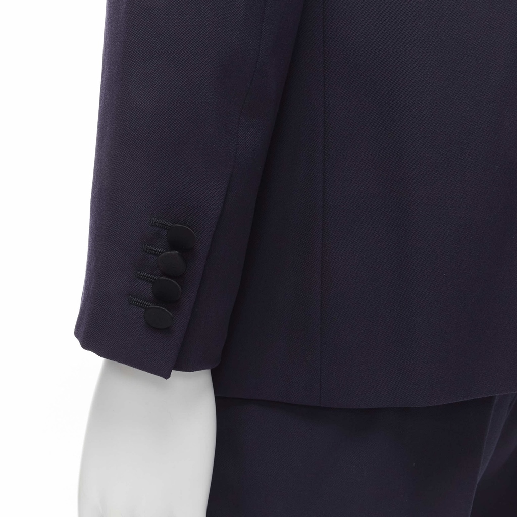 Saint Laurent Navy Satin Tuxedo Blazer - Image 12
