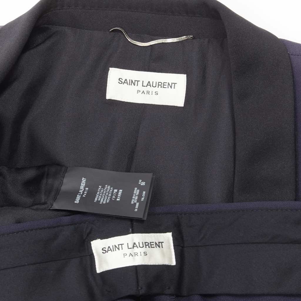 Saint Laurent Navy Satin Tuxedo Blazer - Image 15