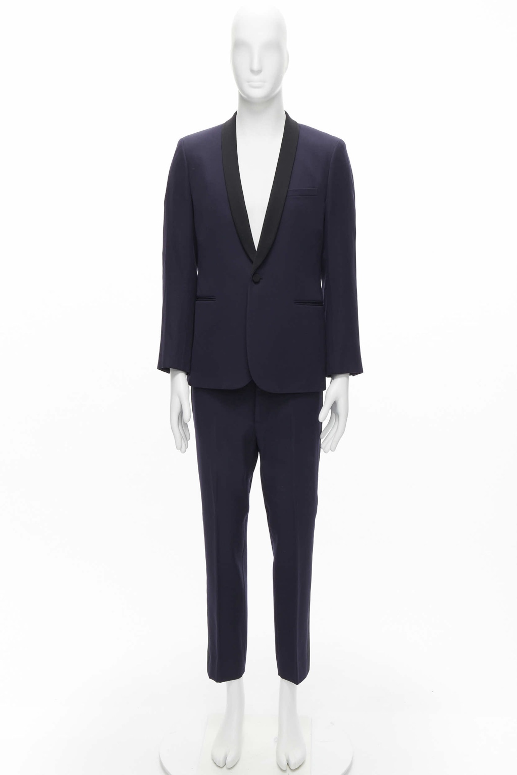 Saint Laurent Navy Satin Tuxedo Blazer - Image 16
