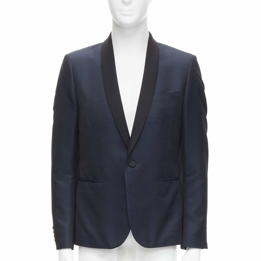 Saint Laurent Navy Satin Blazer