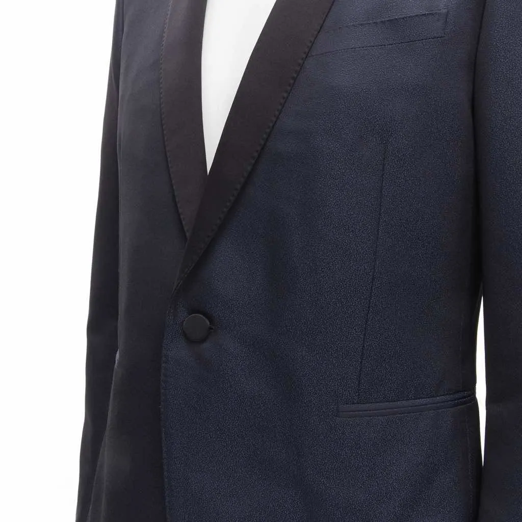 Saint Laurent Navy Satin Blazer Navy Polyester Never worn - Back View