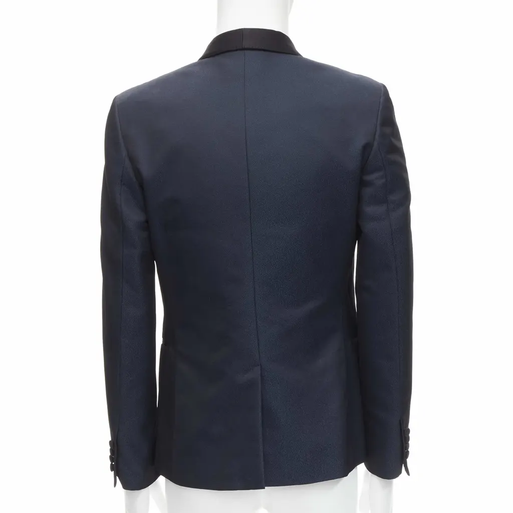 Saint Laurent Navy Satin Blazer Navy Polyester Never worn - Box View