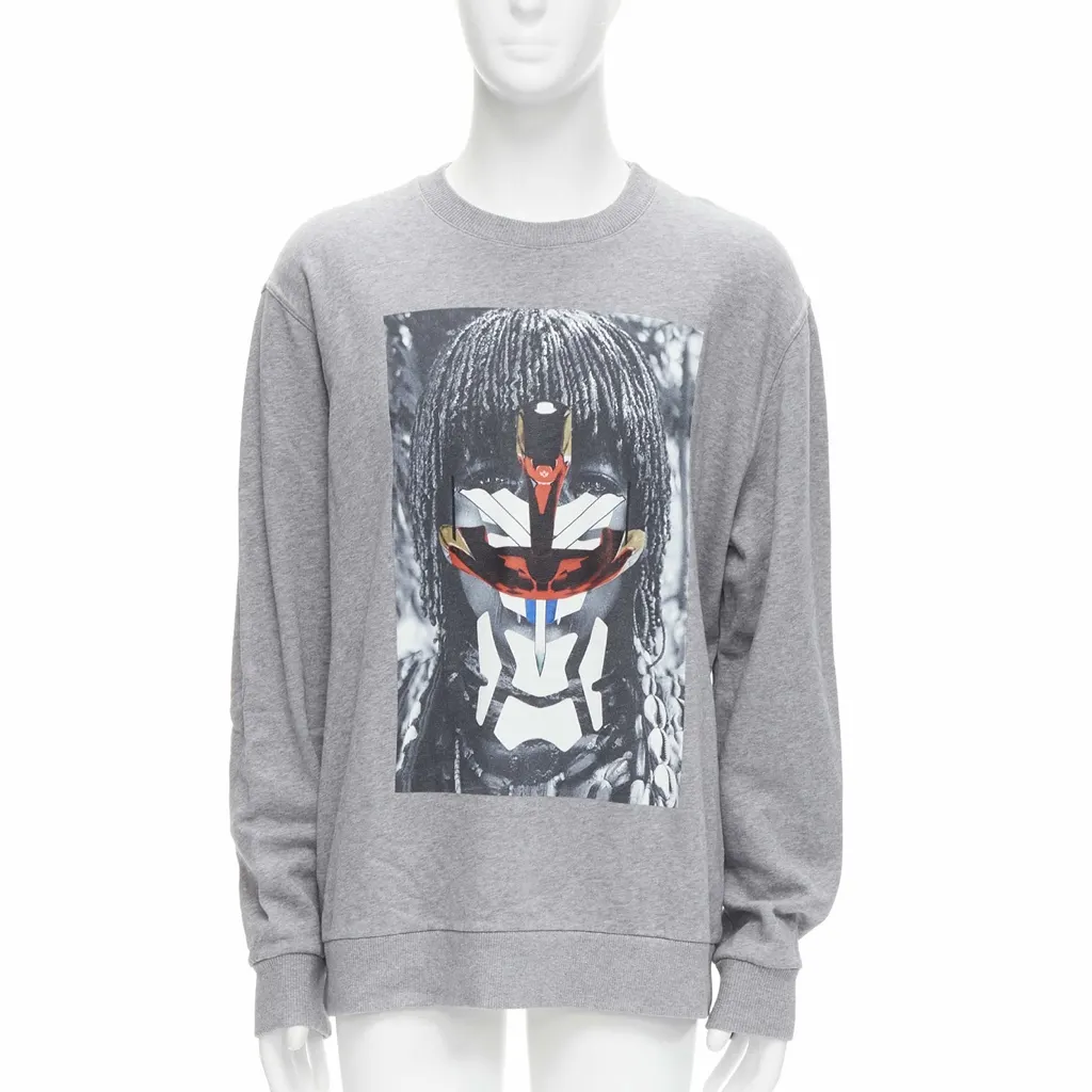 Givenchy Tribal Graphic Sweater Grey Cotton Never worn - Front View