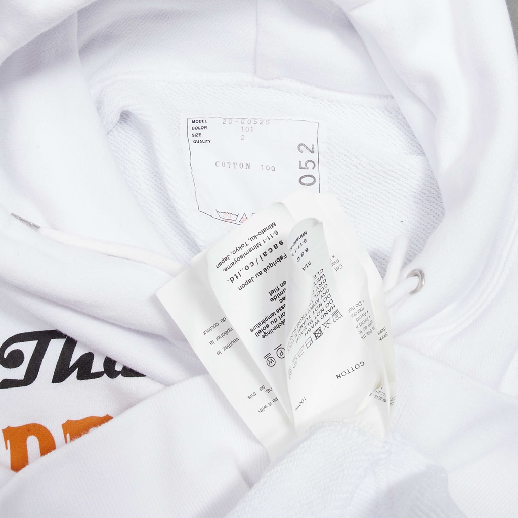 Sacai Slogan White Hoodie - Image 11