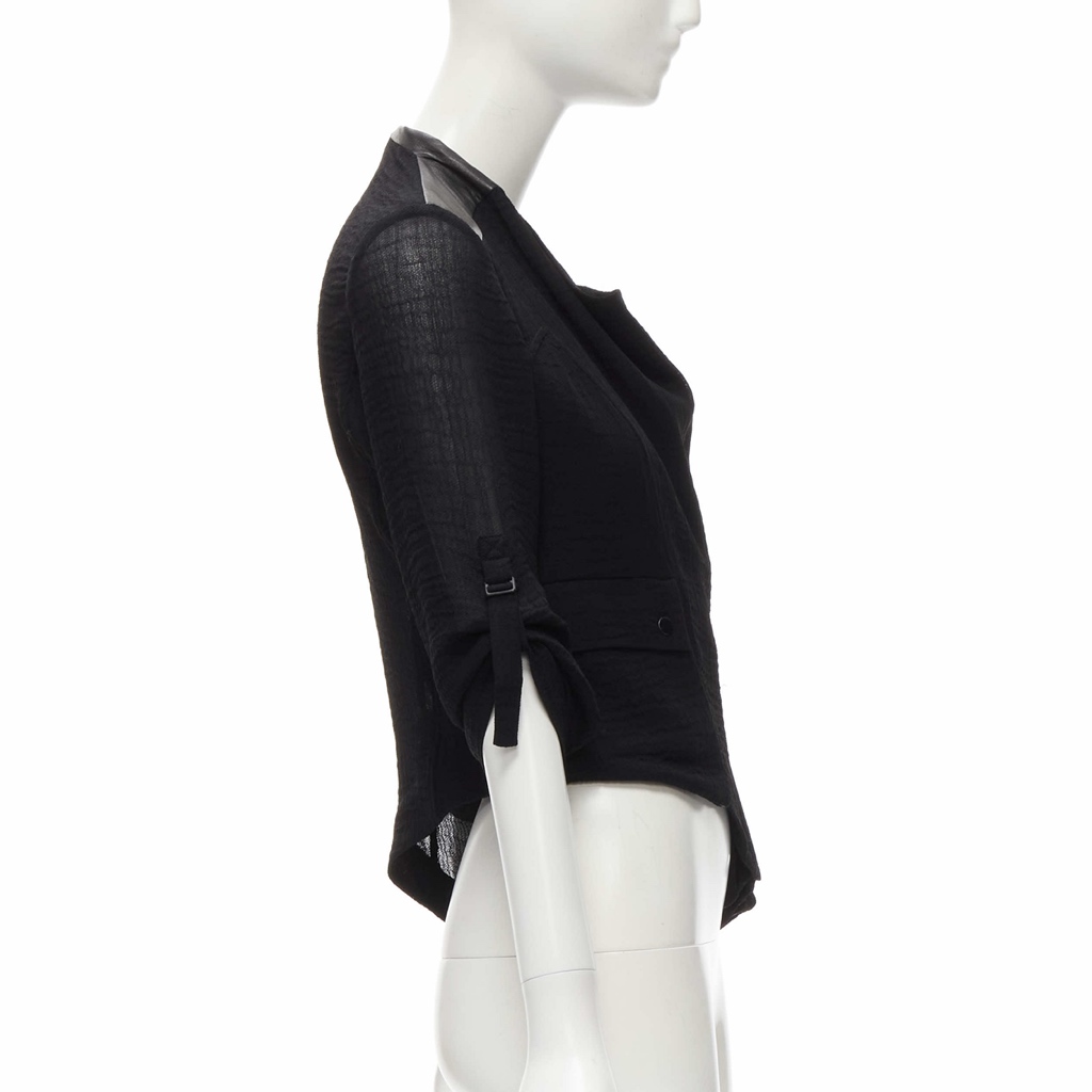 Helmut Lang Black Leather Biker Jacket - Side view