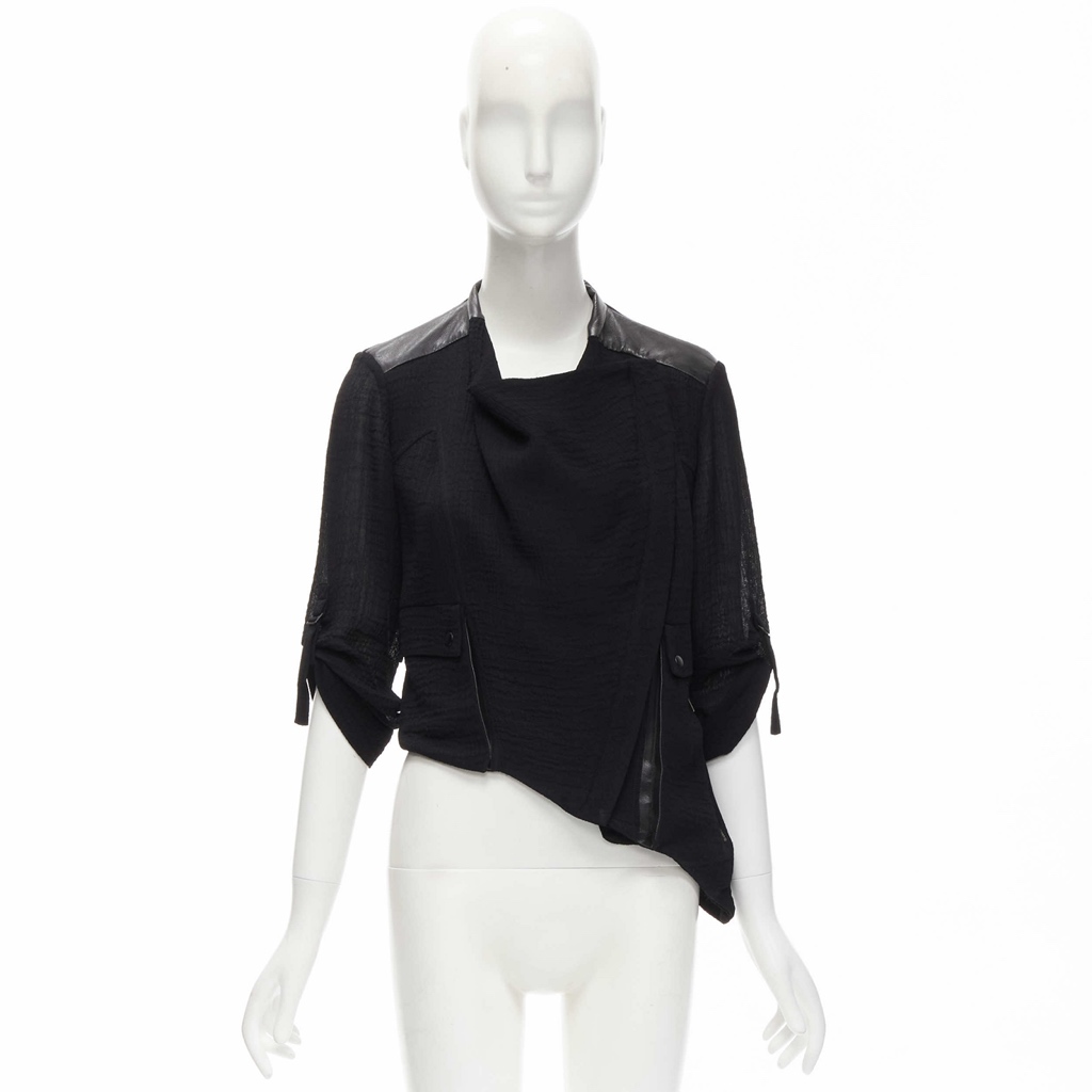 Helmut Lang Black Leather Biker Jacket - Image 13