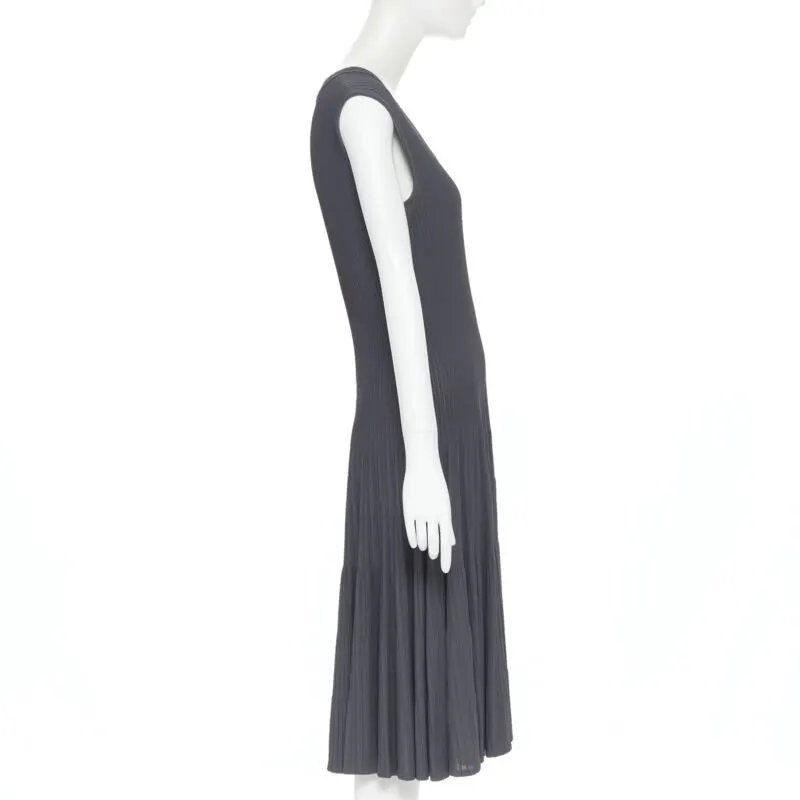 Alaïa Ribbed Cocktail Dress Grey Viscose Good - Box View