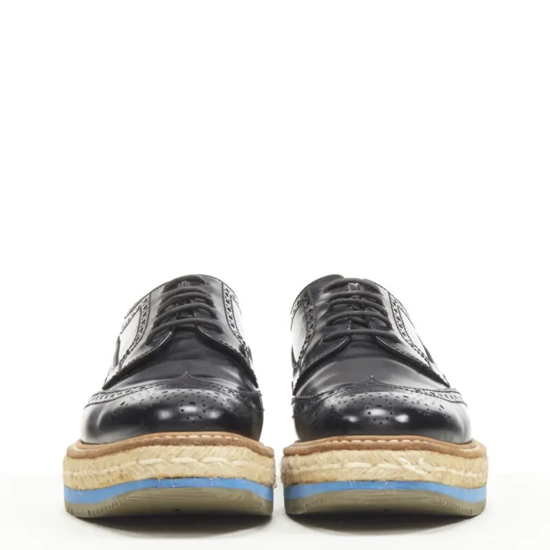 Prada Perforated Espadrille Black Leather Very good - Inside View