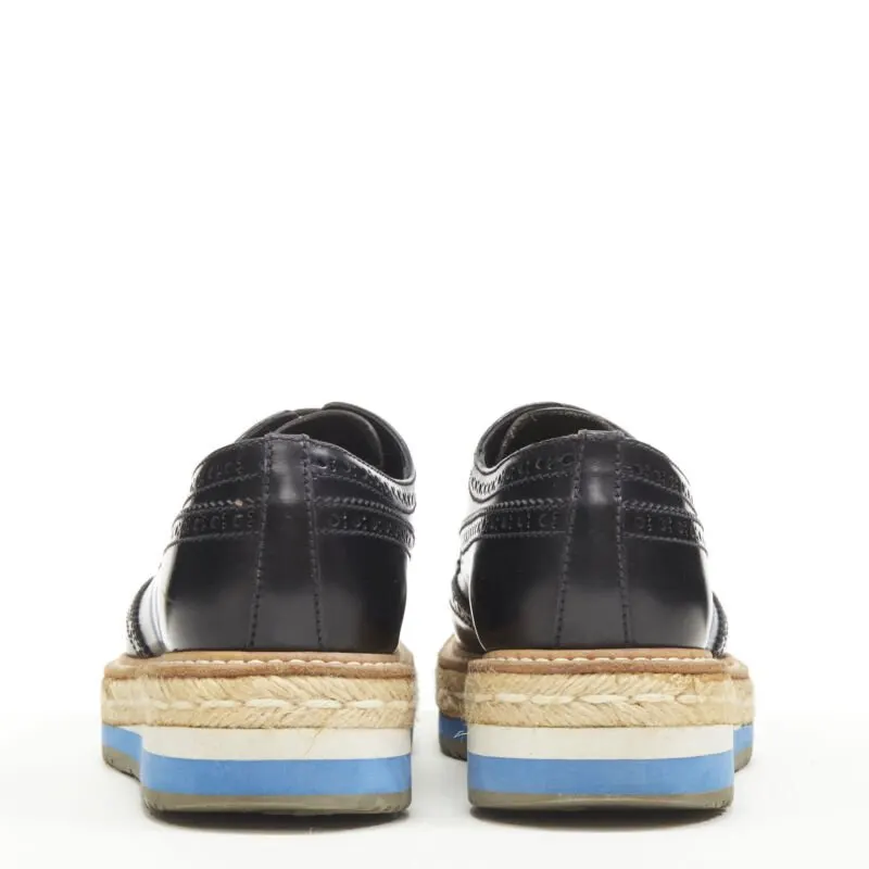 Prada Perforated Espadrille Black Leather Very good - Box View