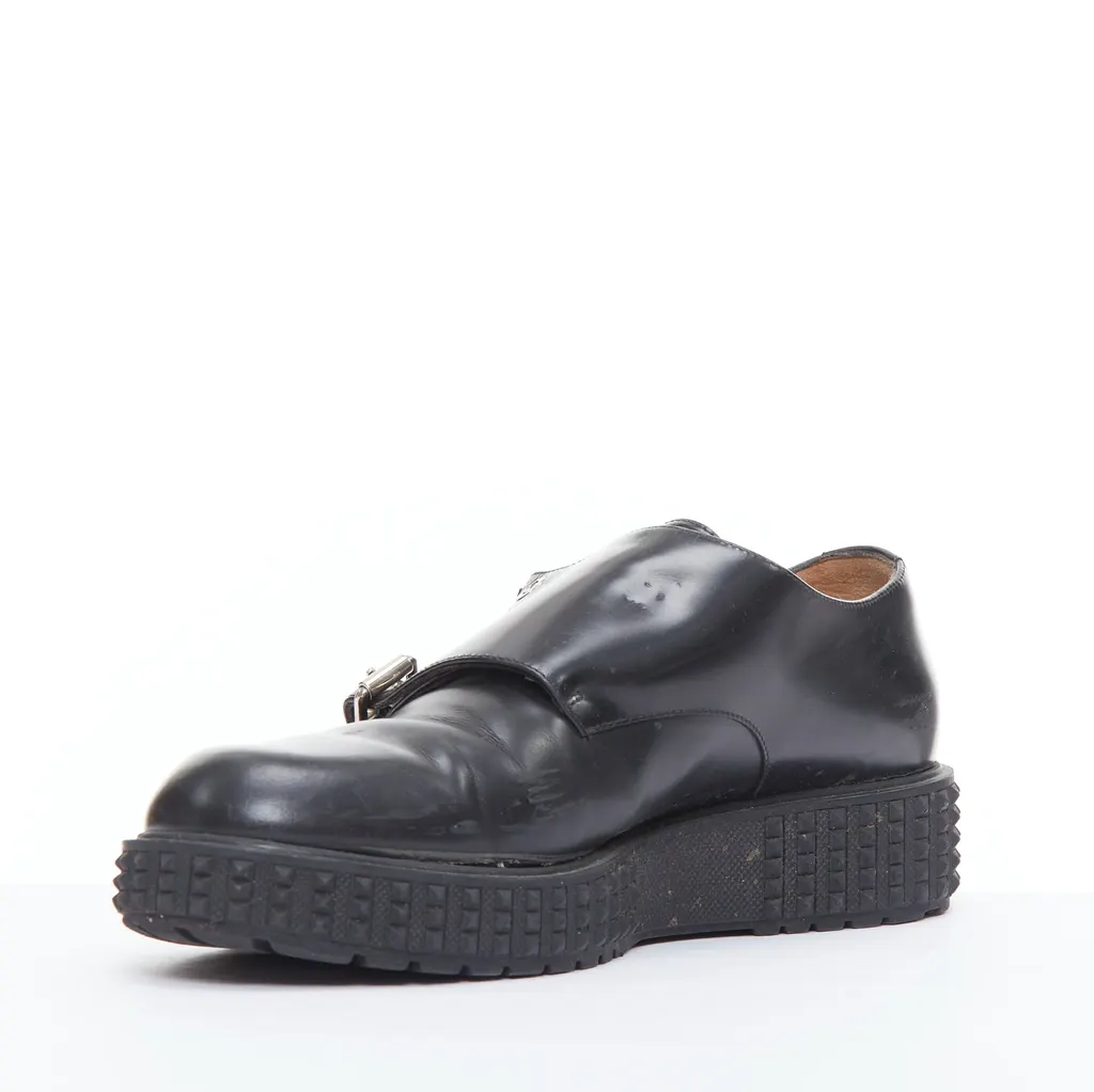 Valentino Studded Monk Shoes Black Leather Fair - Model View