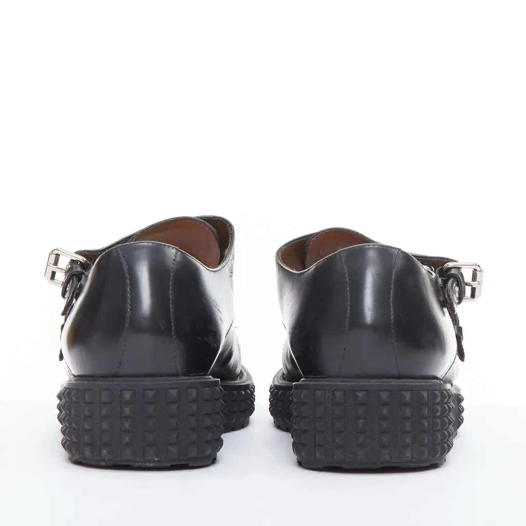Valentino Studded Monk Shoes Black Leather Fair - Box View