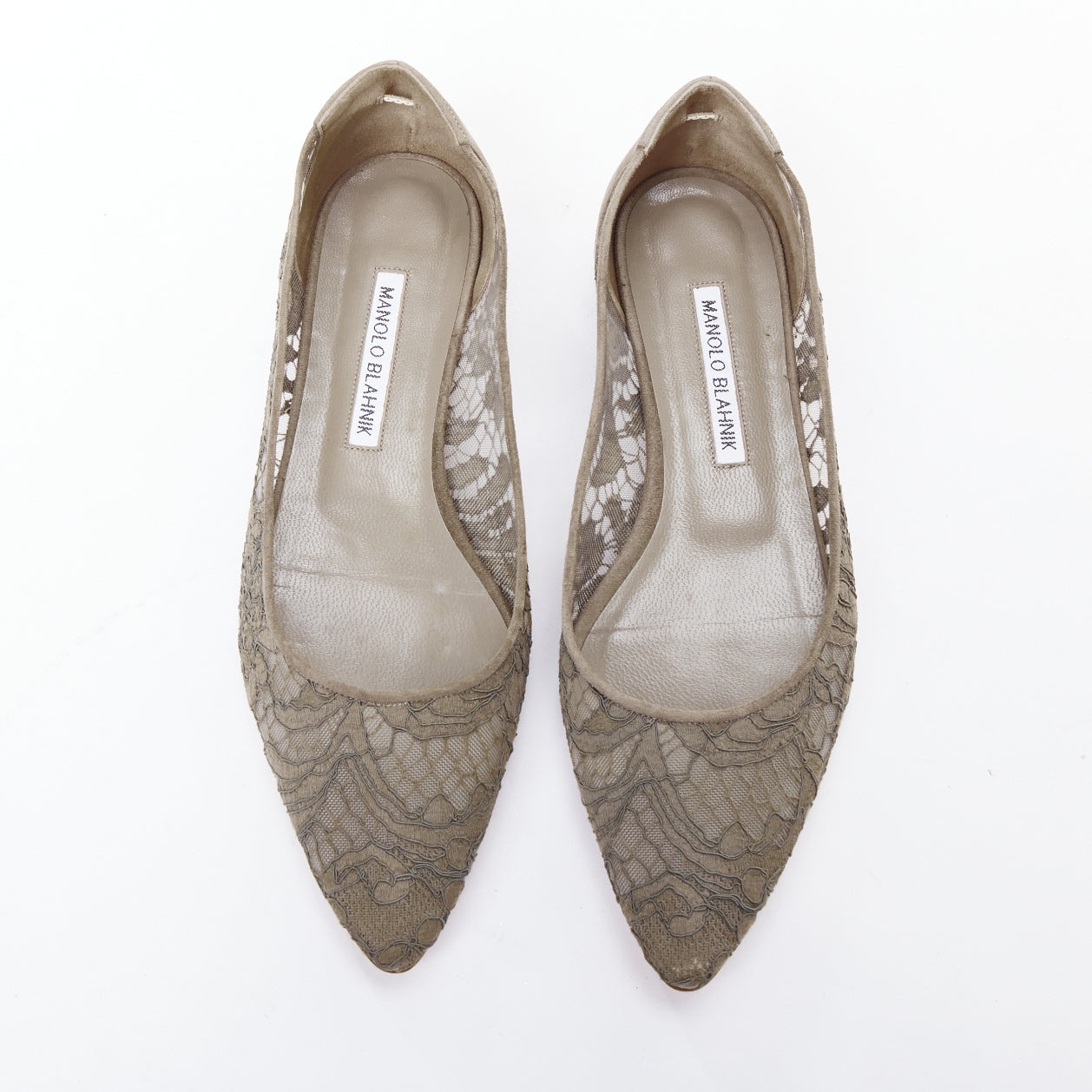 Manolo Blahnik Lace Pointy Flats - Back view