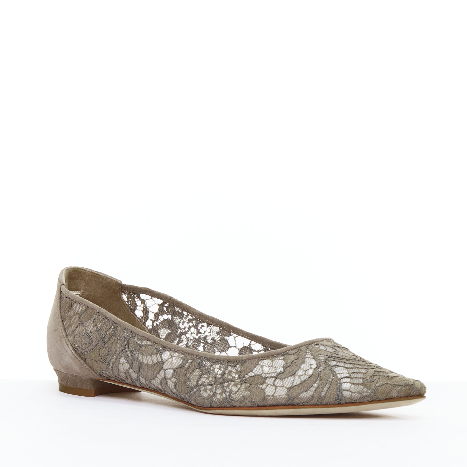 Manolo Blahnik Lace Pointy Flats - Image 6