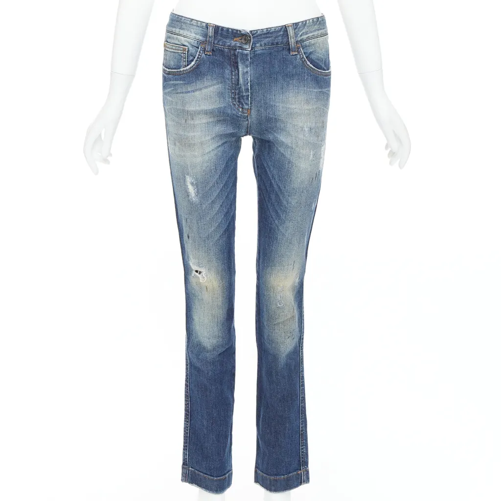 Dolce & Gabbana Blue Distressed Jeans Blue Denim Very good - Front View