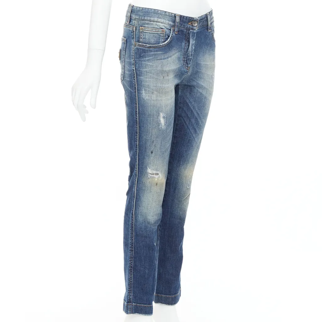 Dolce & Gabbana Blue Distressed Jeans Blue Denim Very good - Inside View