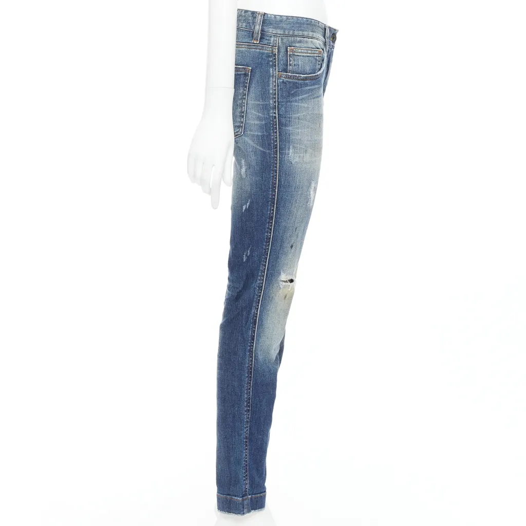 Dolce & Gabbana Blue Distressed Jeans Blue Denim Very good - Model View