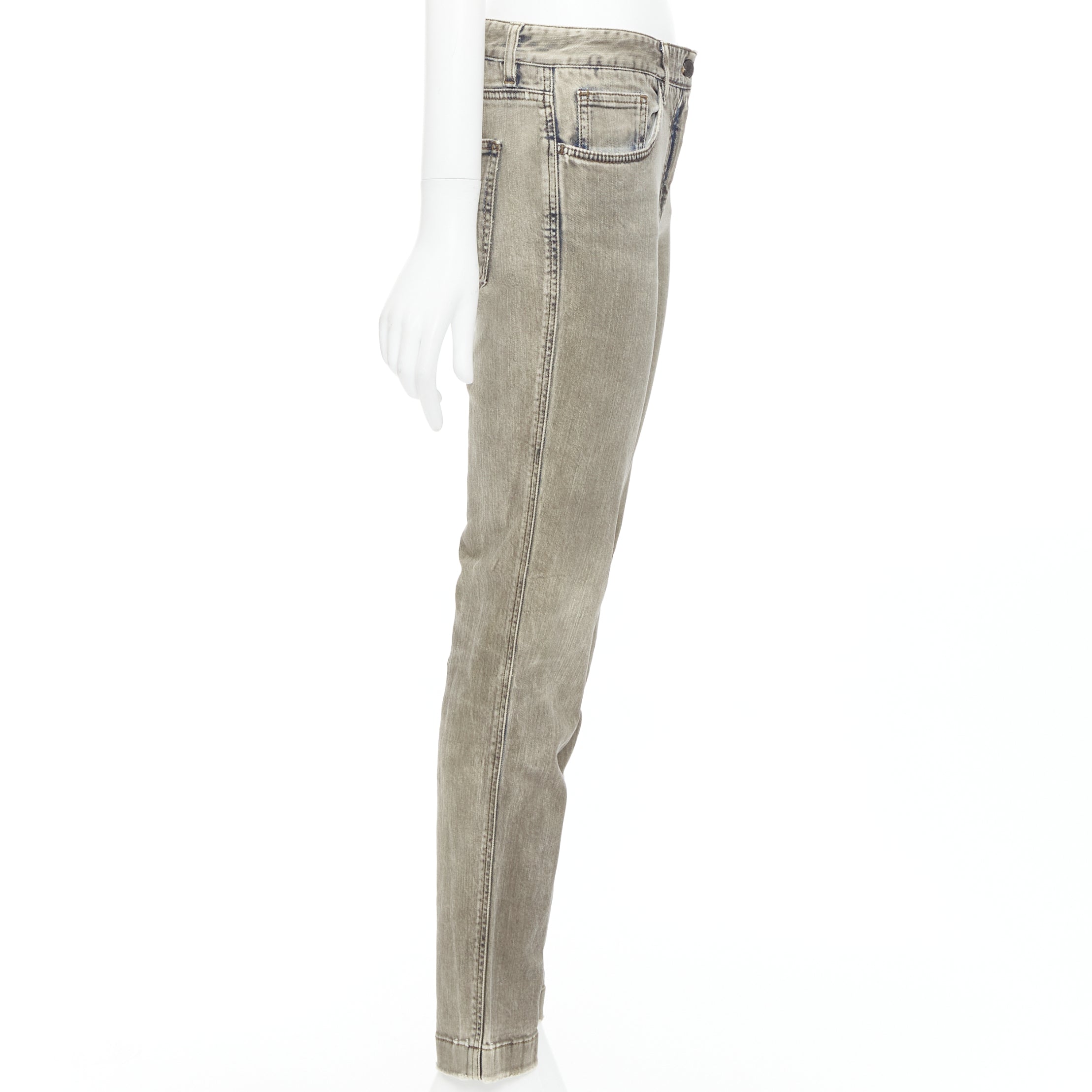 Dolce & Gabbana Khaki Metal Plate Jeans - 4