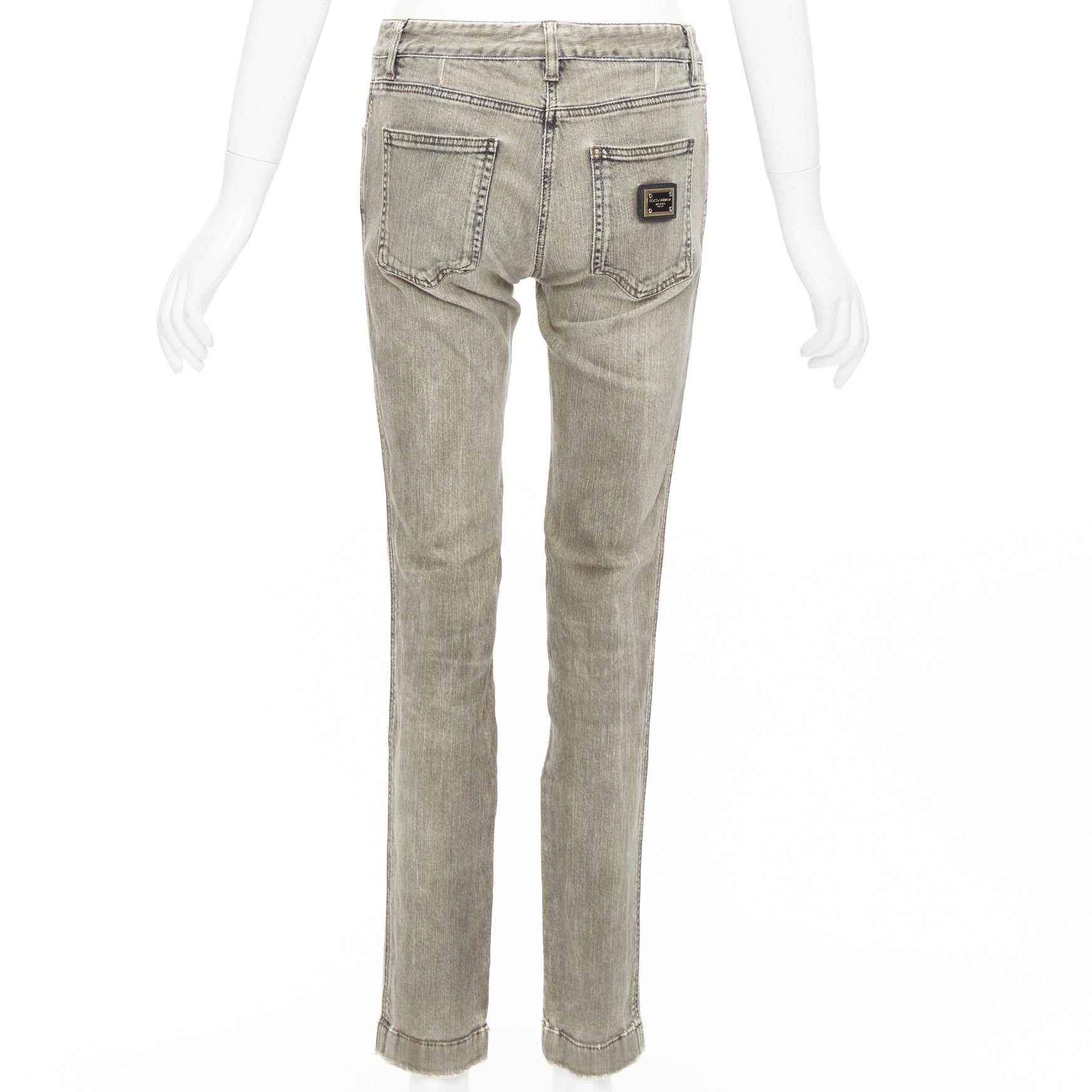 Dolce & Gabbana Khaki Metal Plate Jeans - Side view