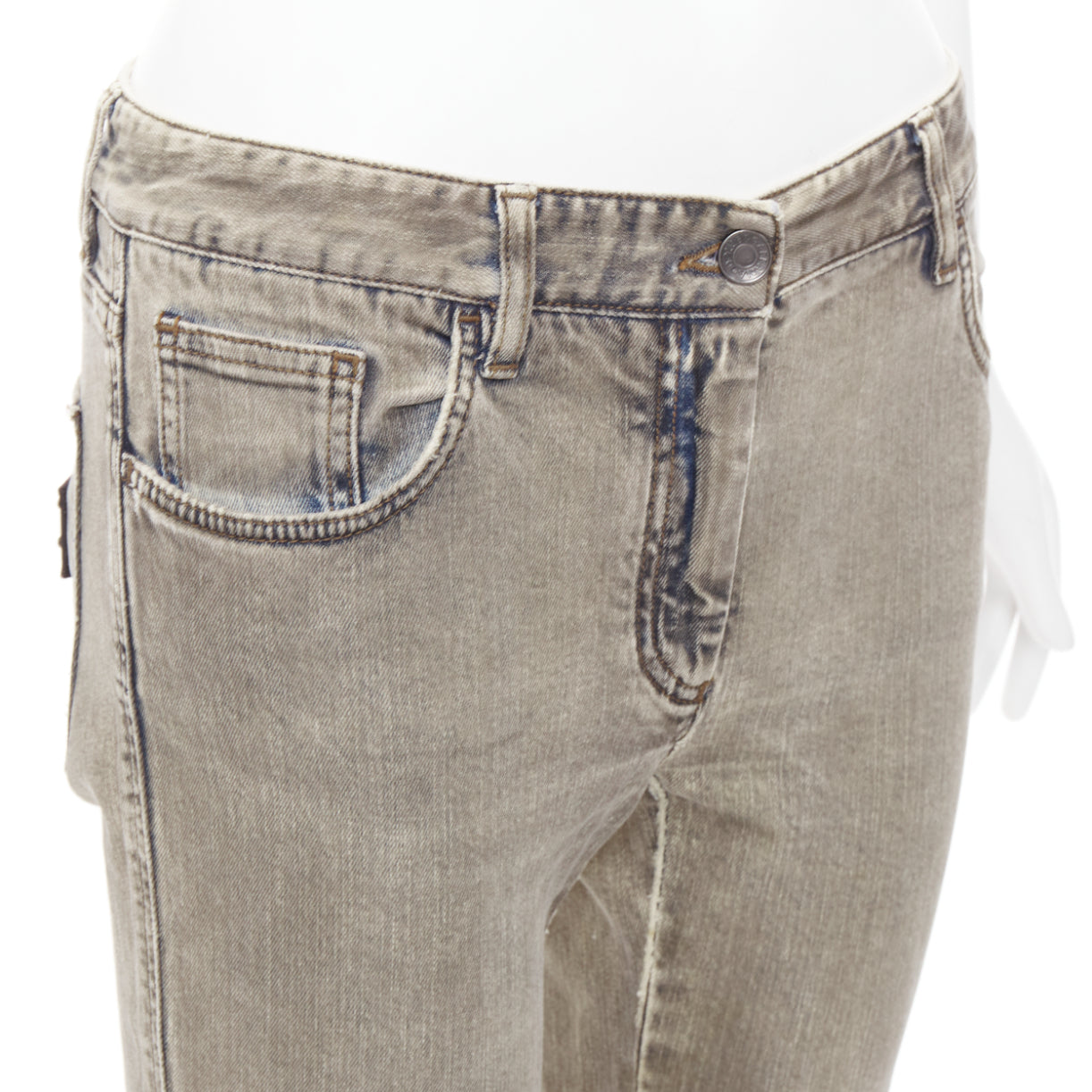 Dolce & Gabbana Khaki Metal Plate Jeans - Detail 2