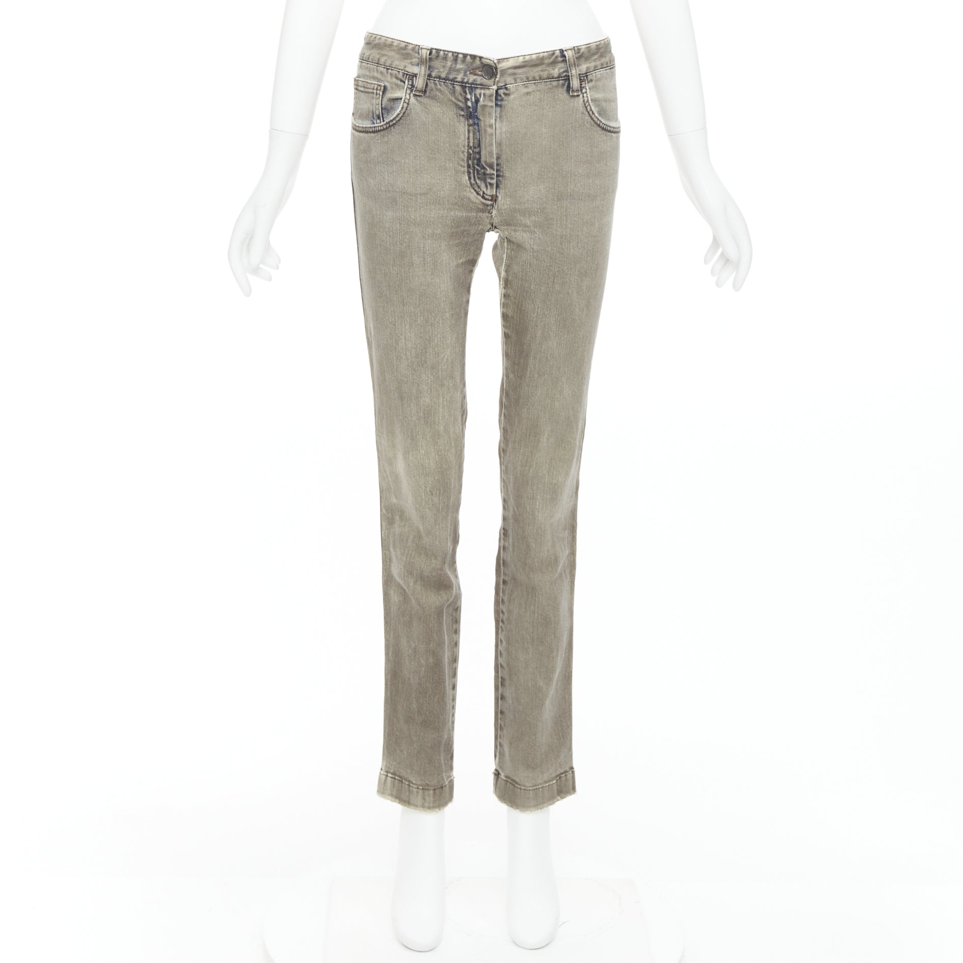 Dolce & Gabbana Khaki Metal Plate Jeans - Image 11