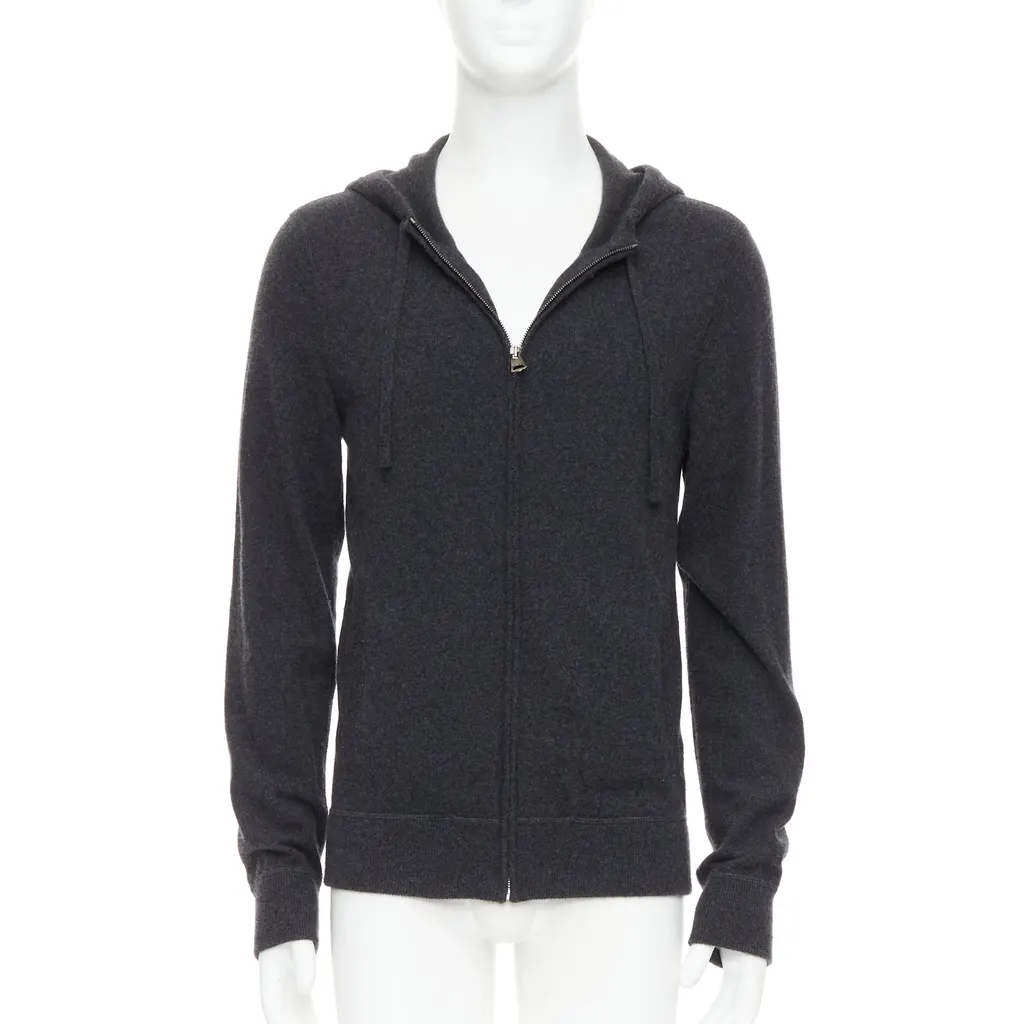 Dolce & Gabbana Logo Zip Hoodie Grey Cashmere Very good - Front View