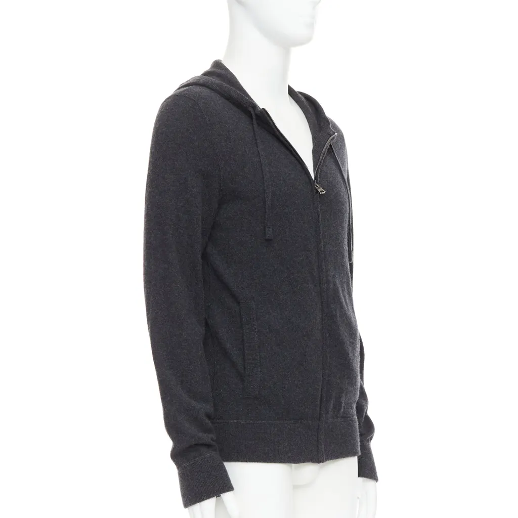 Dolce & Gabbana Logo Zip Hoodie Grey Cashmere Very good - Model View