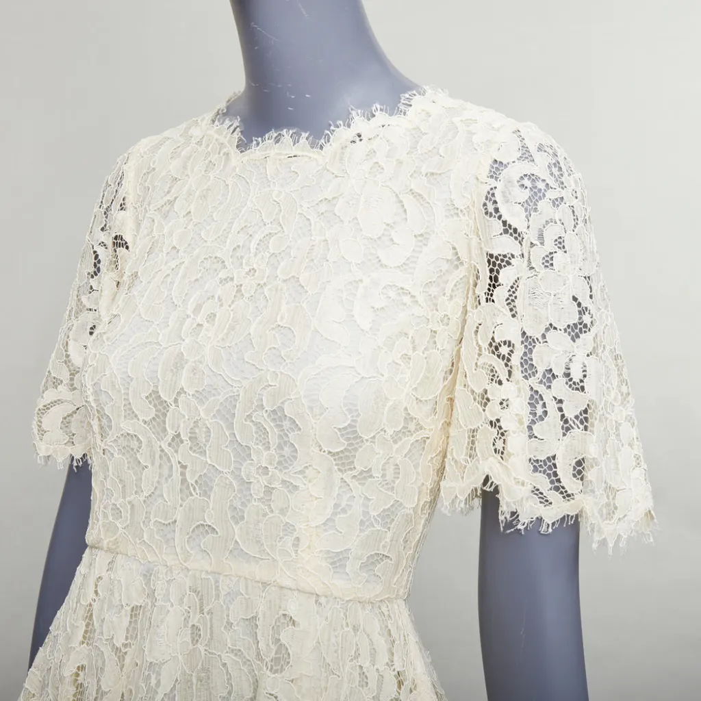 Dolce & Gabbana Floral Lace Dress Beige Viscose Very good - Back View