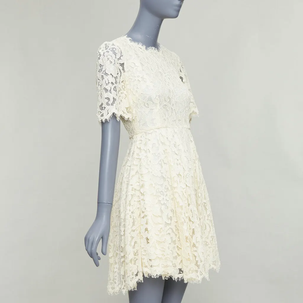 Dolce & Gabbana Floral Lace Dress Beige Viscose Very good - Inside View