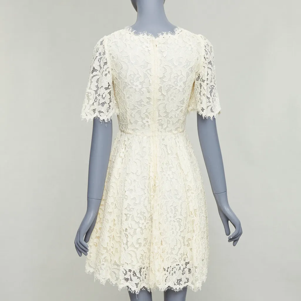 Dolce & Gabbana Floral Lace Dress Beige Viscose Very good - Box View