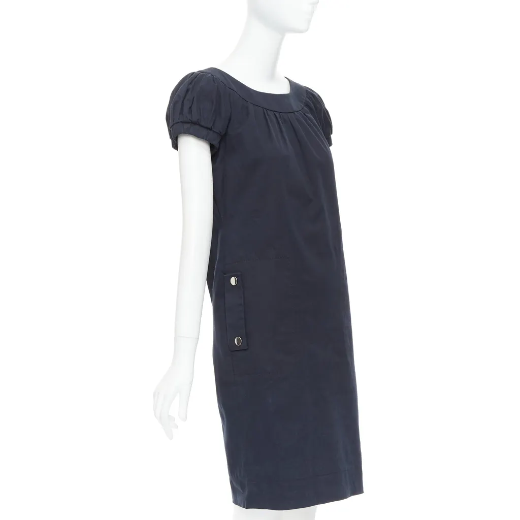 Dolce & Gabbana Puff Sleeves Dress Black Cotton Very good - Front View