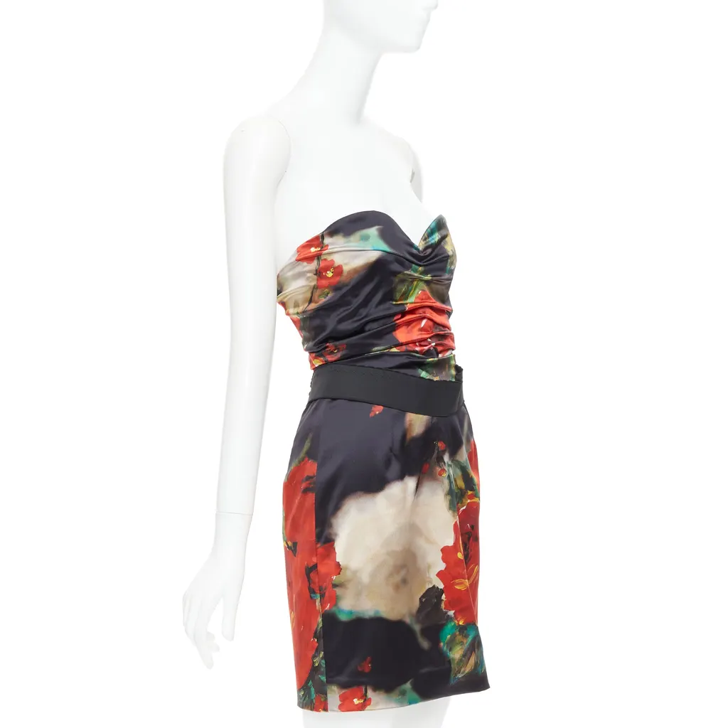 Dolce & Gabbana Rose Print Dress Black Very good - Inside View