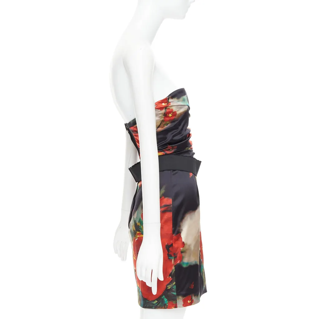Dolce & Gabbana Rose Print Dress Black Very good - Model View