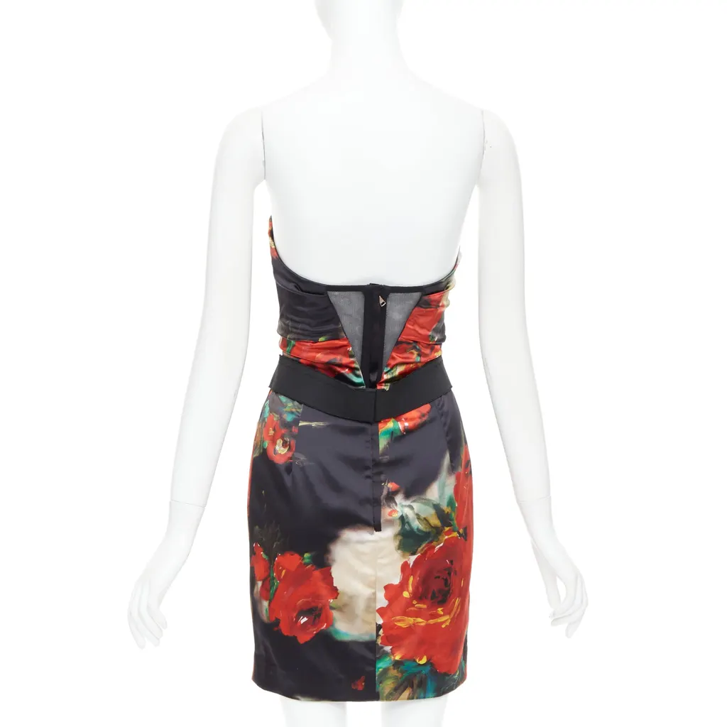 Dolce & Gabbana Rose Print Dress Black Very good - Box View