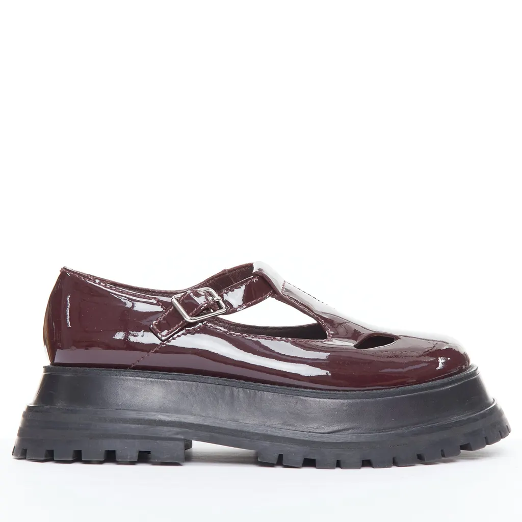 Burberry Star Maryjane Shoes Burgundy Good - Front View