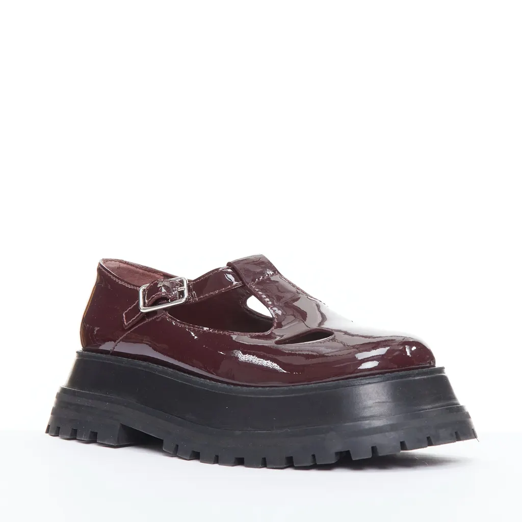 Burberry Star Maryjane Shoes Burgundy Good - Inside View
