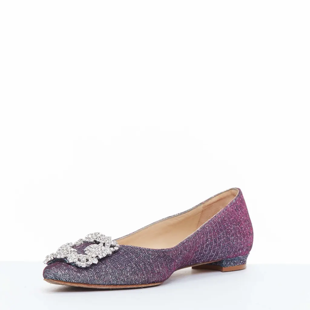 Manolo Blahnik Hangisi Purple Fair - Model View