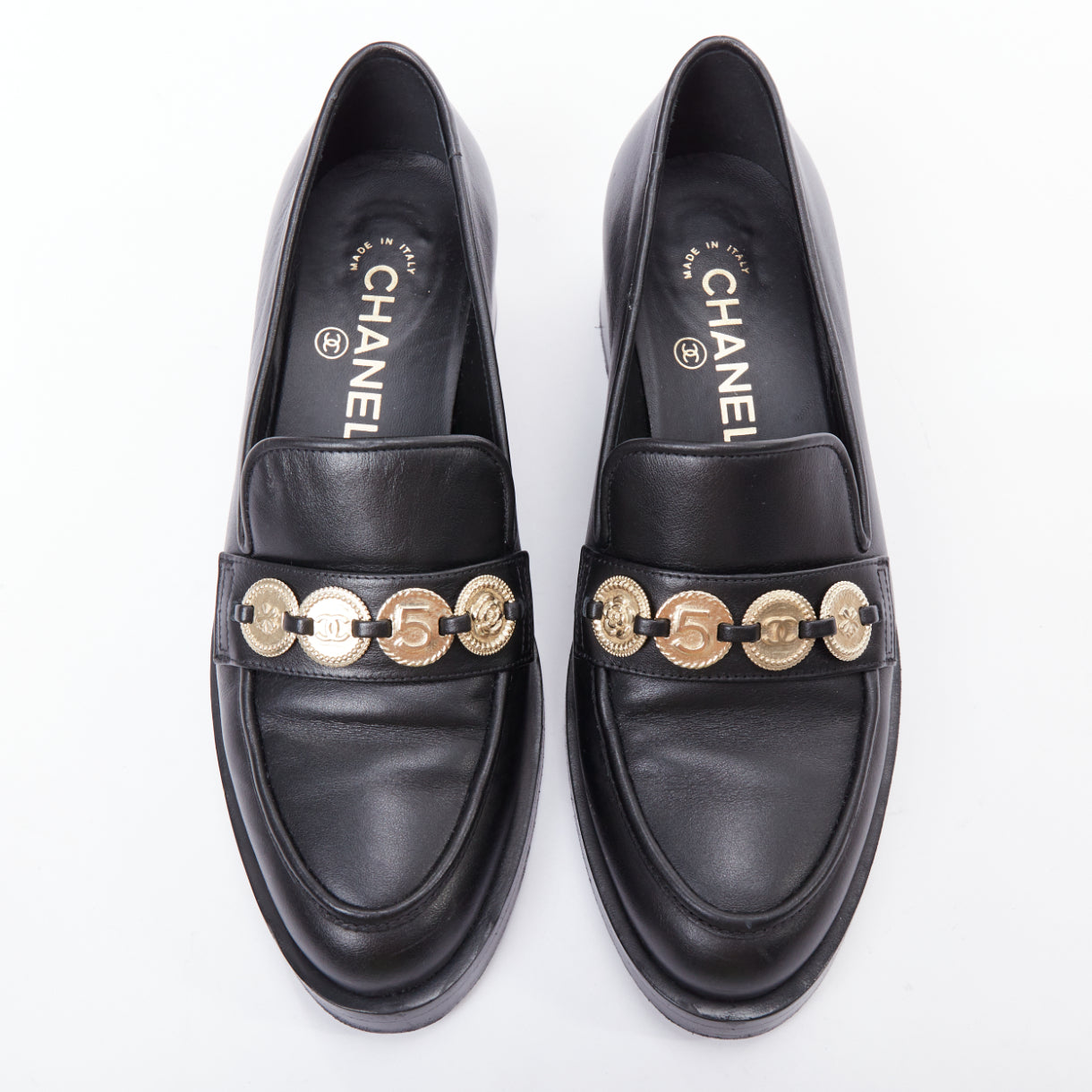 Chanel Coin Embellished Loafers - Back view