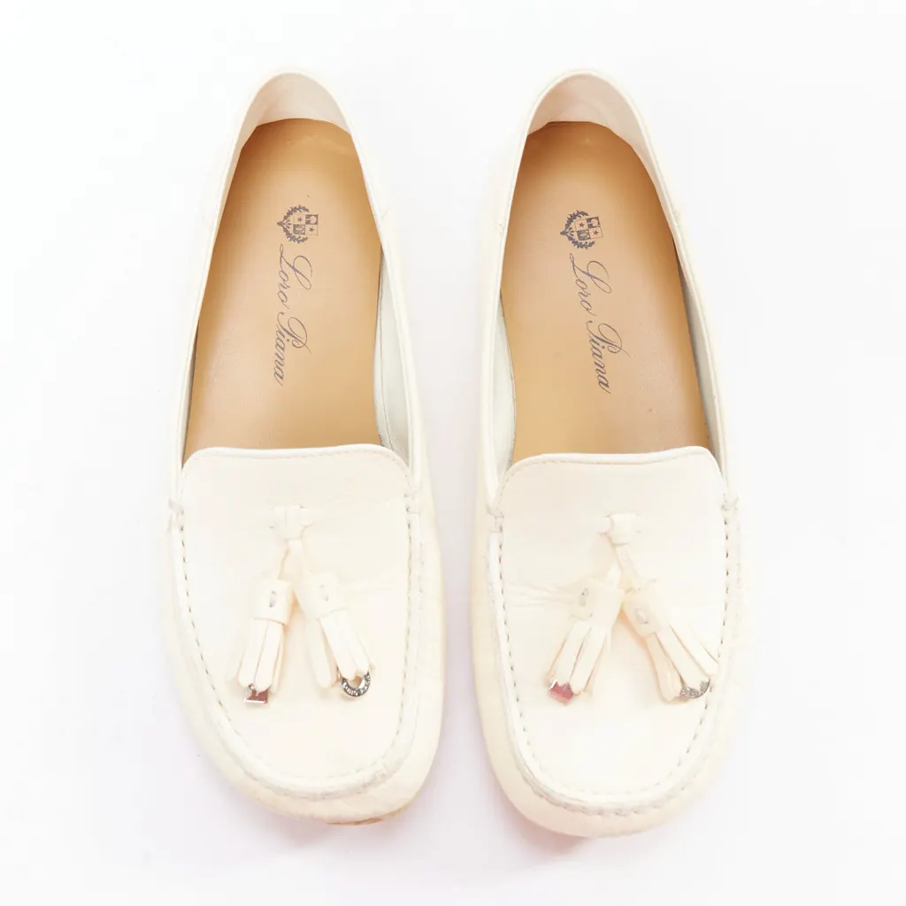 Loro Piana Dot Sole Walk Beige Leather Fair - Back View