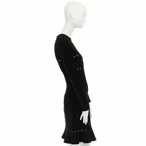 Alaïa Chenille Fluted Dress Black Very good - Model View