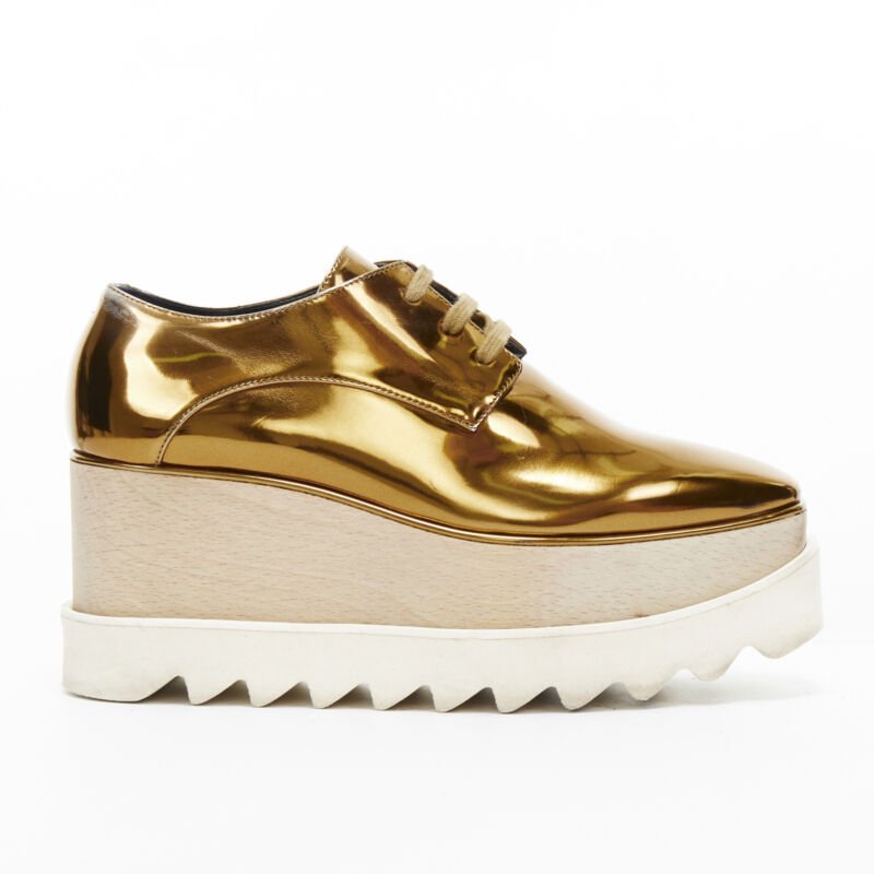 Stella Mccartney Gold Platform Brogue - Back view