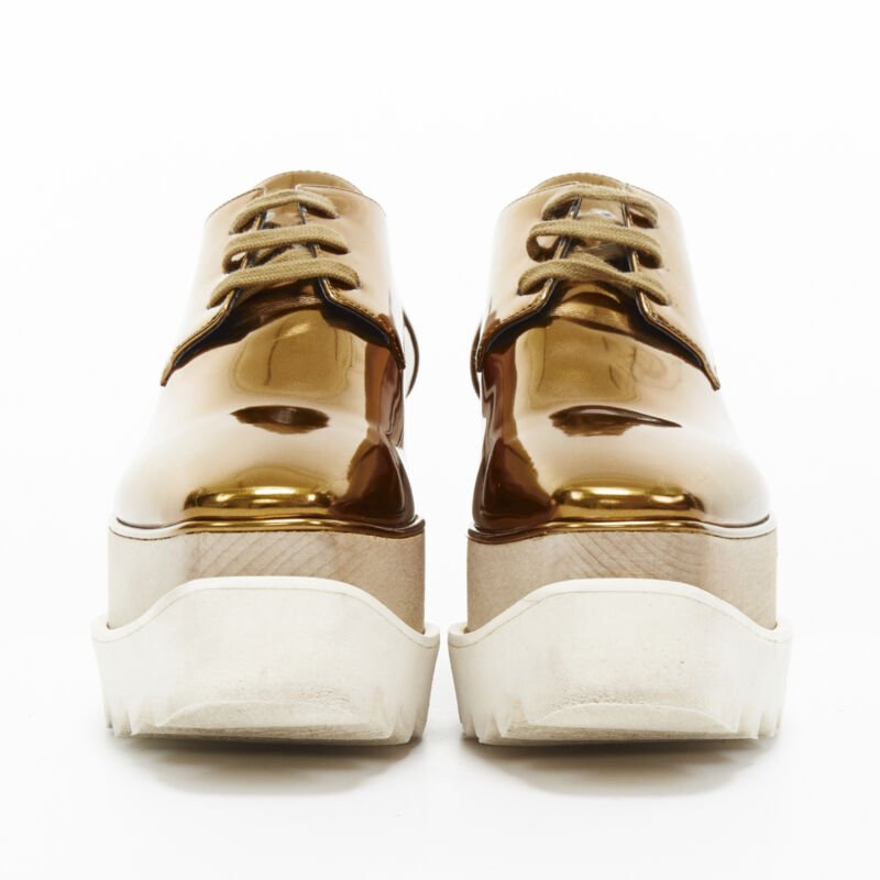 Stella Mccartney Gold Platform Brogue - Image 6