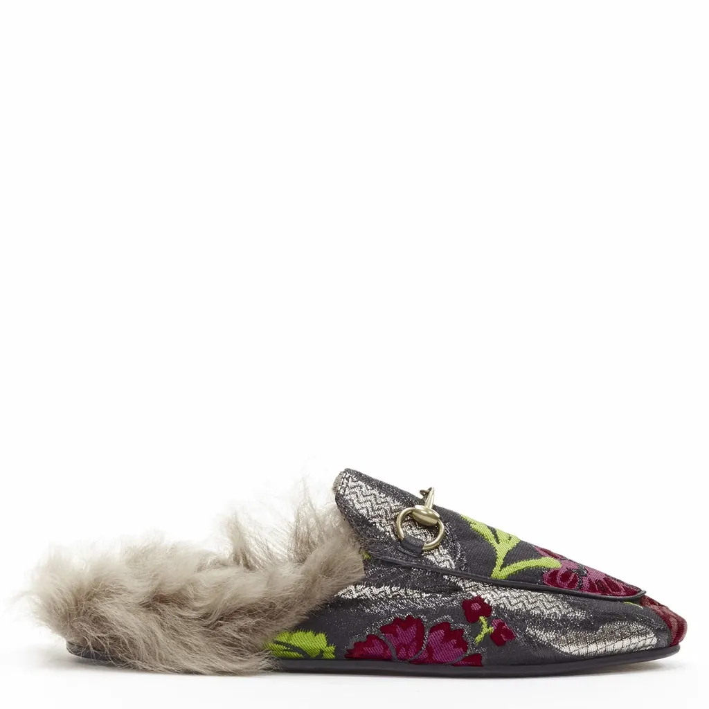 Gucci Floral Fur Loafers MultiColor Never worn - Front View