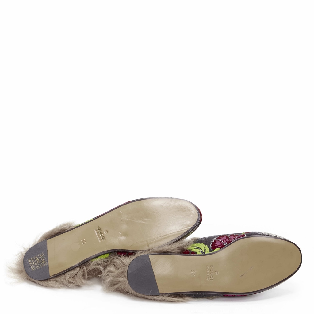 Gucci Floral Fur Loafers - Side view