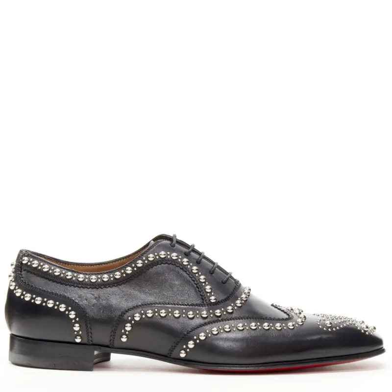 Christian Louboutin Studded Oxford Brogue Black Leather Never worn - Front View