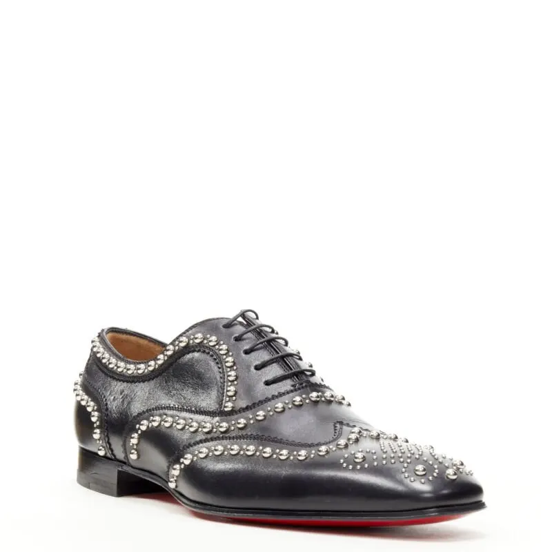 Christian Louboutin Studded Oxford Brogue Black Leather Never worn - Back View