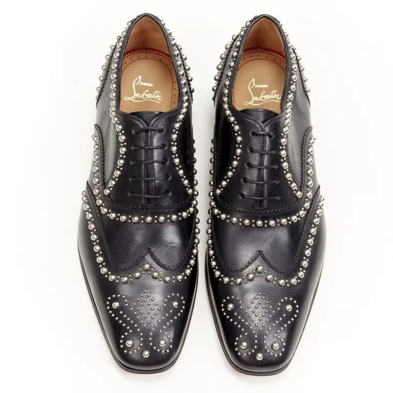 Christian Louboutin Studded Oxford Brogue Black Leather Never worn - Inside View