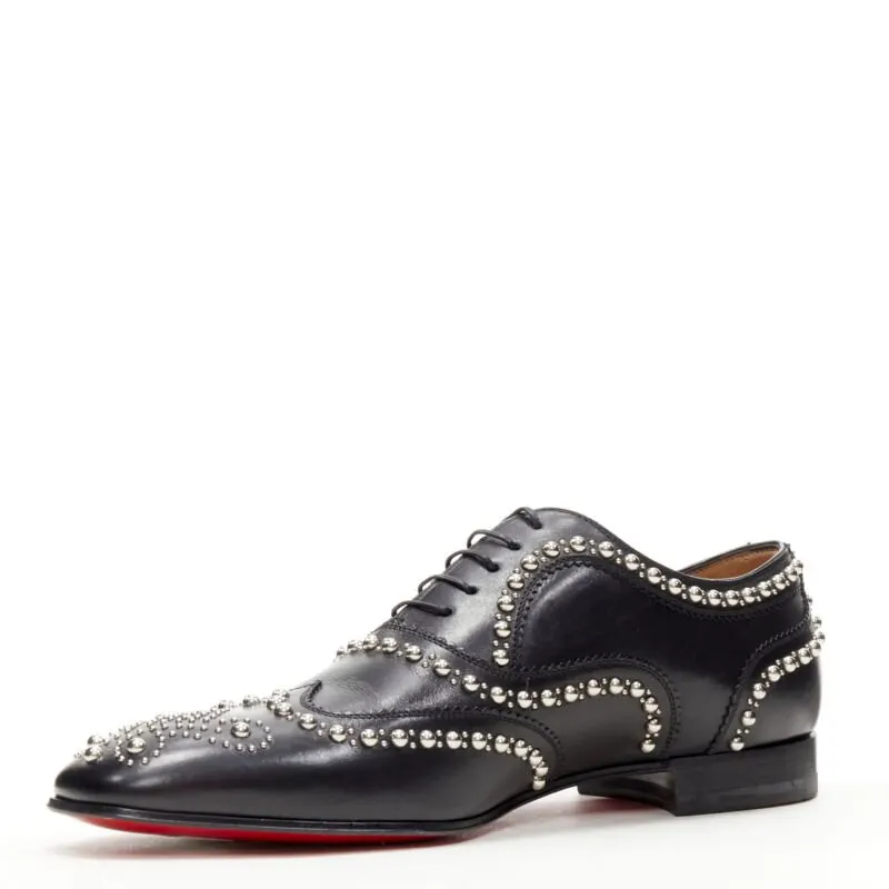Christian Louboutin Studded Oxford Brogue Black Leather Never worn - Model View