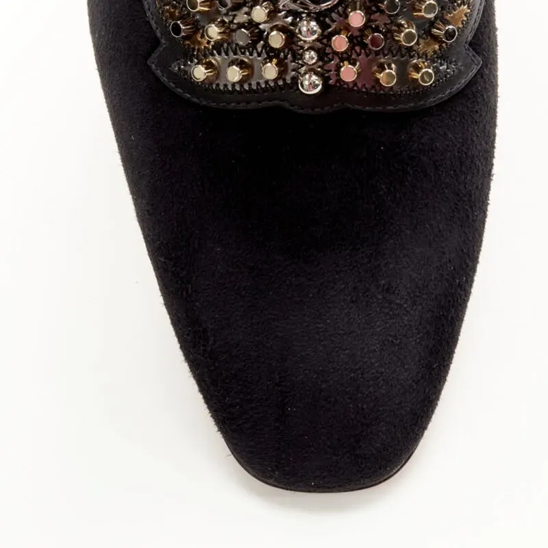 Christian Louboutin Studded Crest Loafers Black Suede Never worn - Box View