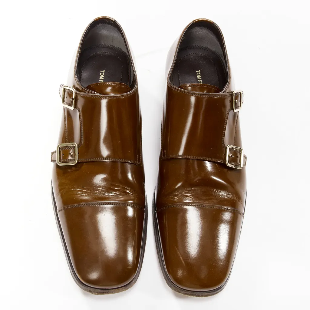 Tom Ford Monk Strap Loafers Brown Leather Fair - Inside View